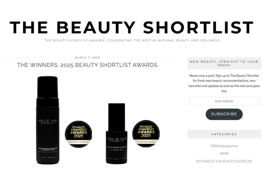 Helenis Biocosmetics y los Beauty Shortlist Awards